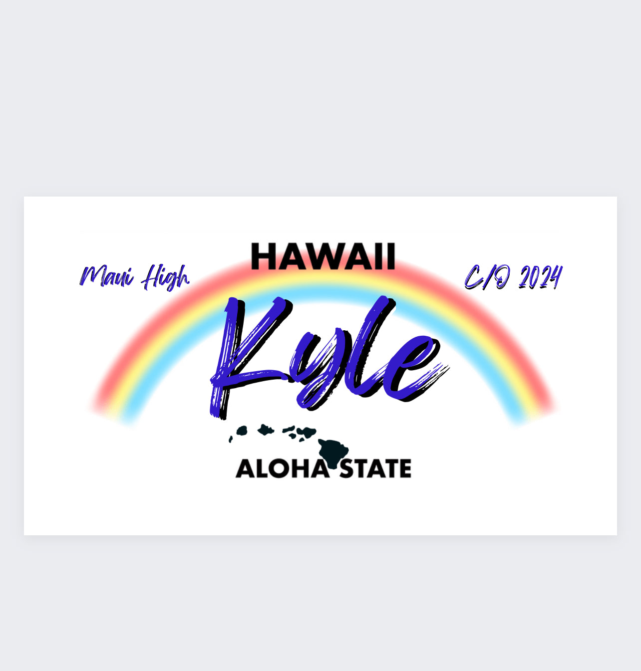 Sublimated Personalized Hawai’i License plate