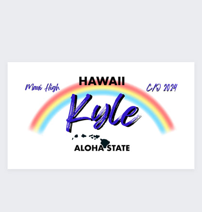 Sublimated Personalized Hawai’i License plate